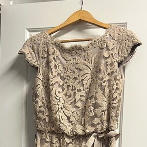 Tadashi Shoji Lace Midi Dress in Cream